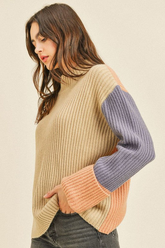 MY FEELS COLOR BLOCK KNIT SWEATER