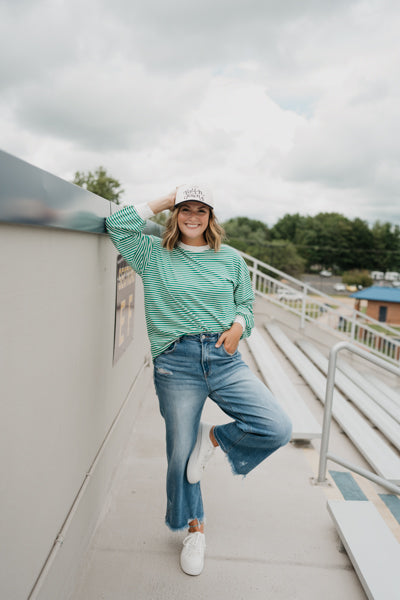 COMING TO MY SENSES CREW NECK STRIPE TOP