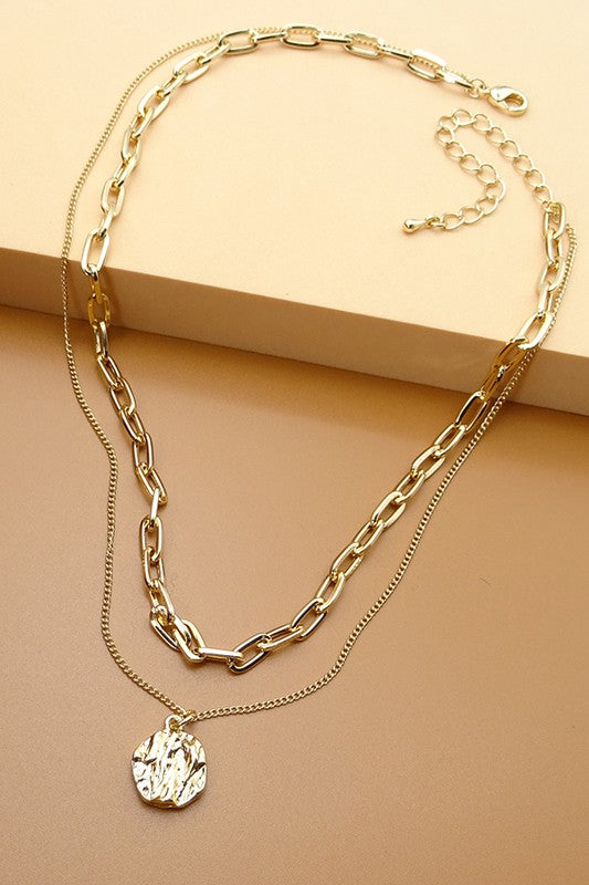 TEXTURE COIN LINK CHAIN NECK