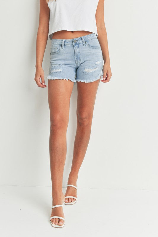 EVERYDAY CURVED FRAY HEM JEAN SHORTS