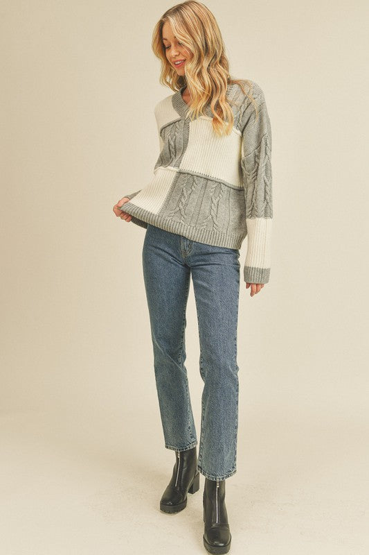 MAKING ROOM FOR YOU CABLE KNIT SWEATER