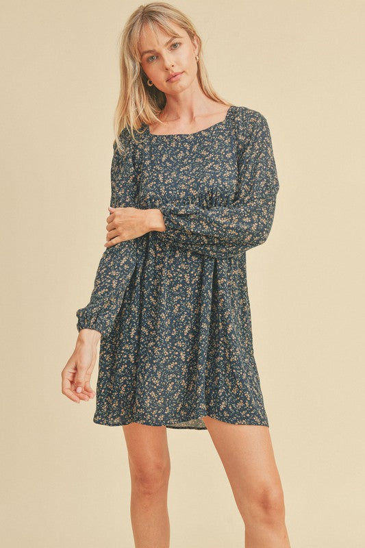 SQUARE NECK TIE BACK DRESS