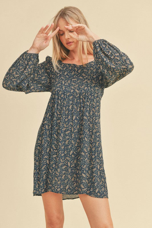 SQUARE NECK TIE BACK DRESS