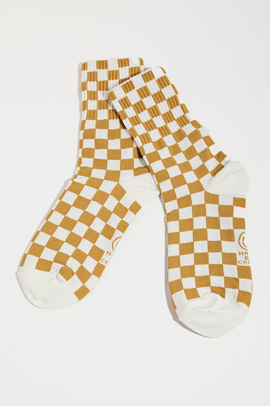 Yellow White Checkered Socks