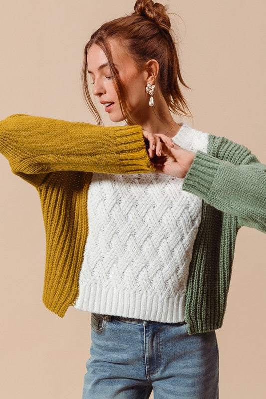 Woven Harmony Color Block Sweater