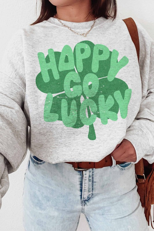 Happy Go Lucky Clover Graphic Sweatshirt