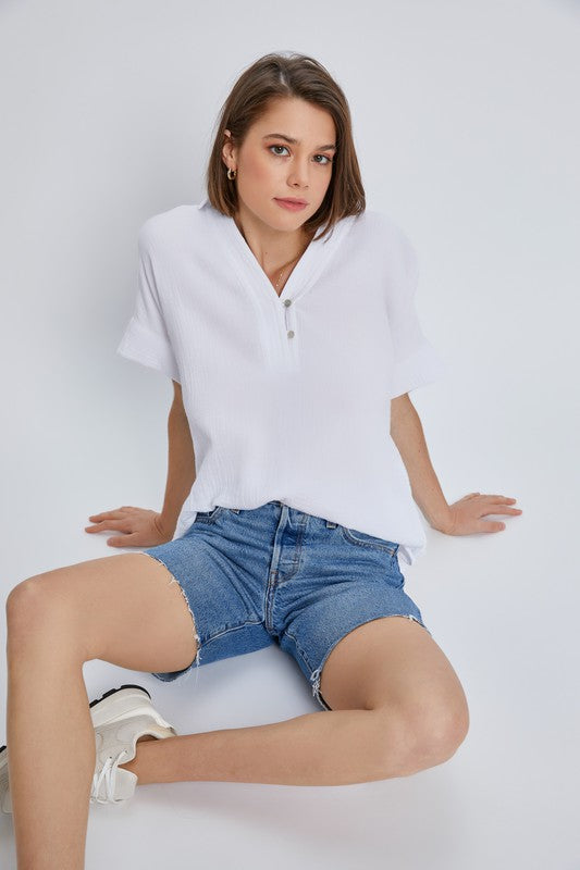 SECOND CHANCE OVERSIZED DOUBLE GAUZE TOP
