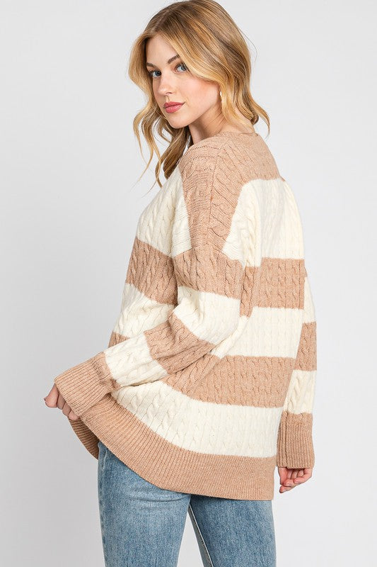 Stripe Chic V-Neck Sweater