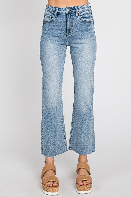 PETITE- HIGH RISE COMFORT WIDE CROP JEANS