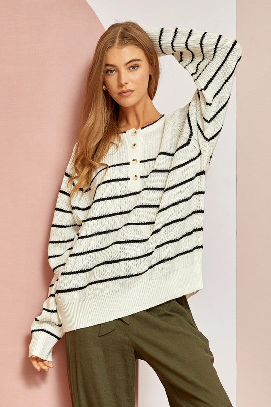 SIMPLY DEVOTED STRIPED SWEATER