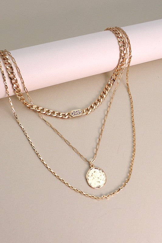 LINK CHAIN CHOKER CHARM MULTI LAYER NECKLACE