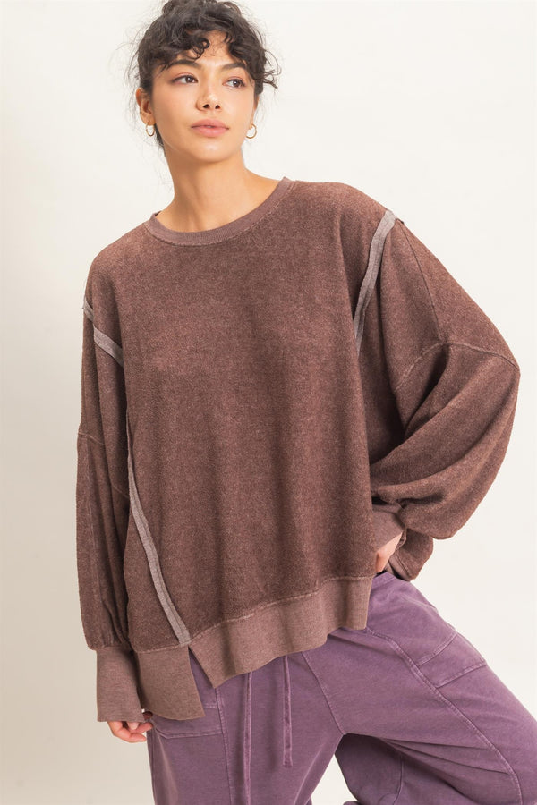 Out & About Oversized Crew - Brown