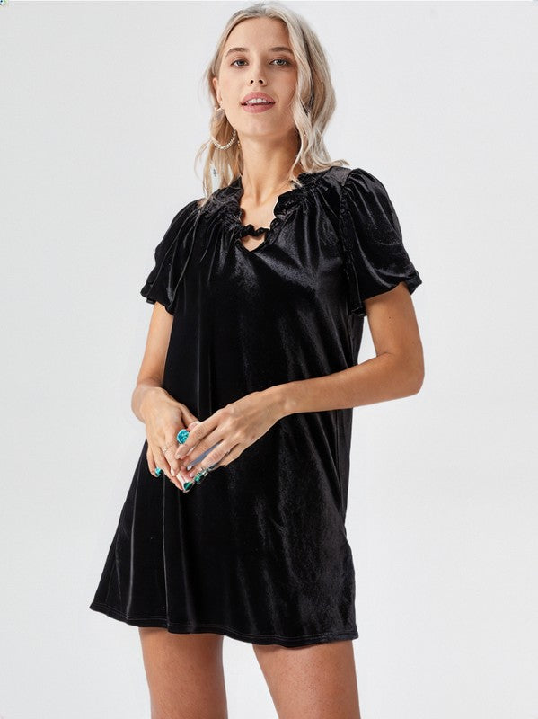 The Eve Velvet Puff Sleeve Mini