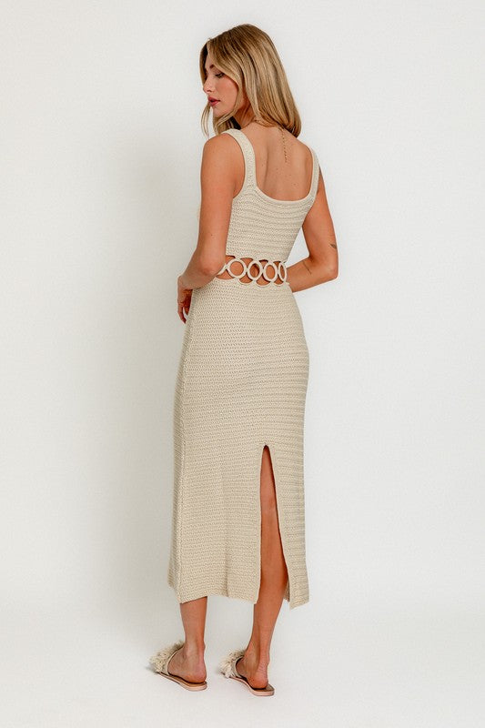 CAUSE FOR COMMOTION CROCHET MIDI DRESS