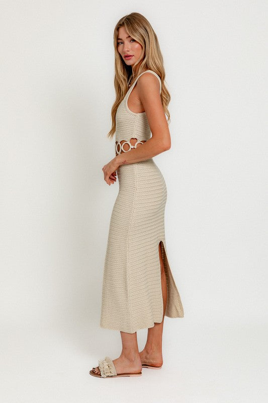 CAUSE FOR COMMOTION CROCHET MIDI DRESS