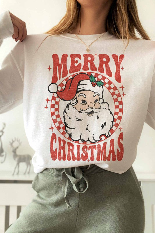 Merry Christmas Retro Santa Oversized Sweatshirt – Sand