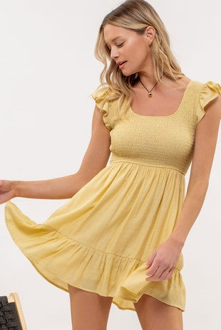 KNOW YOUR NAME RUFFLE HONEY DRESS