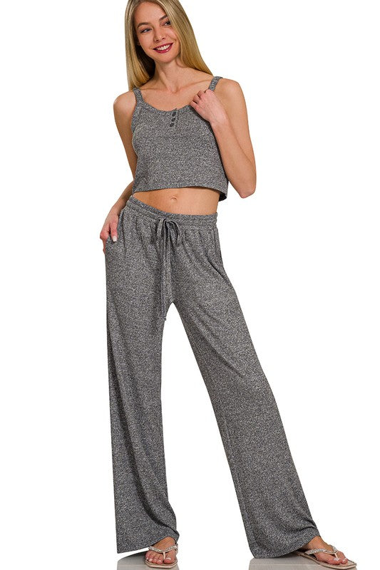 Soft Melange Hacci Wide Pants