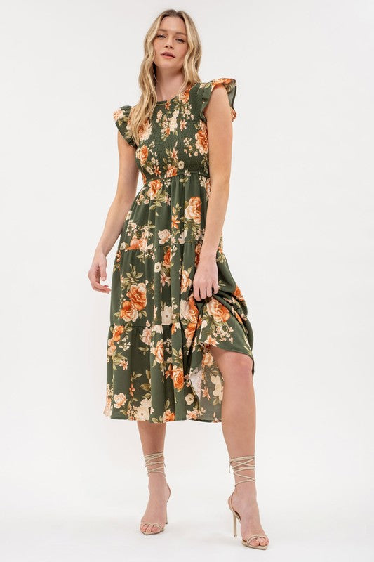 WEDDING SEASON FLORAL MIDI DRESS