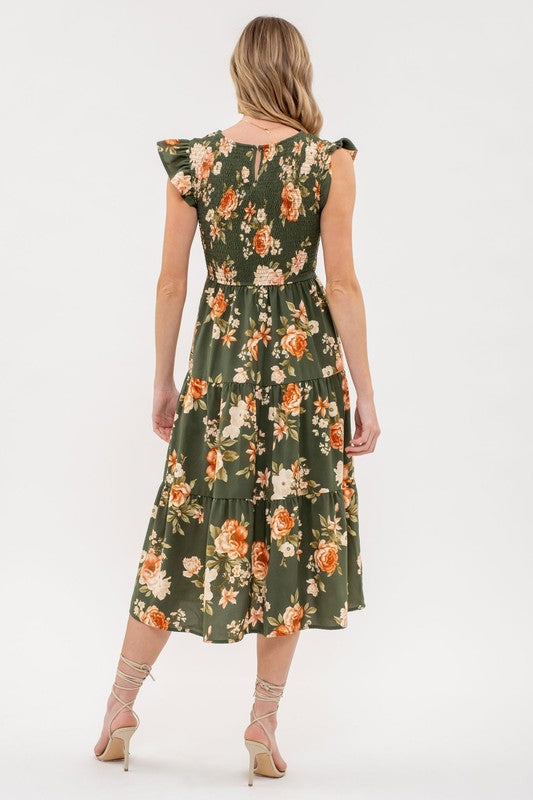 WEDDING SEASON FLORAL MIDI DRESS