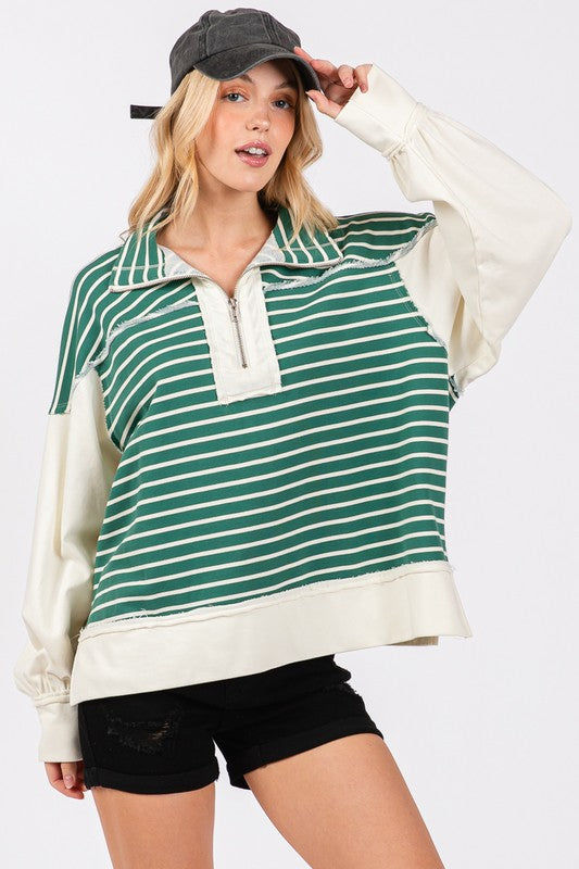 Stripe & Zip Snuggle Sweatshirt