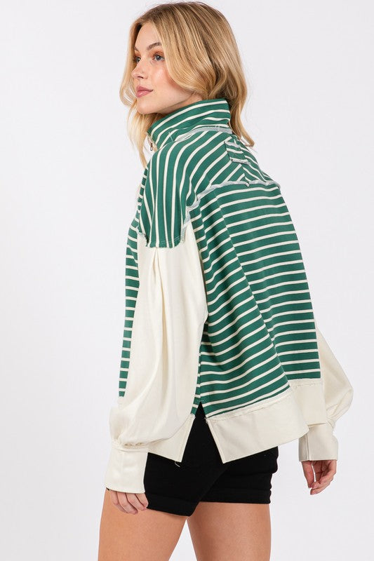 Stripe & Zip Snuggle Sweatshirt