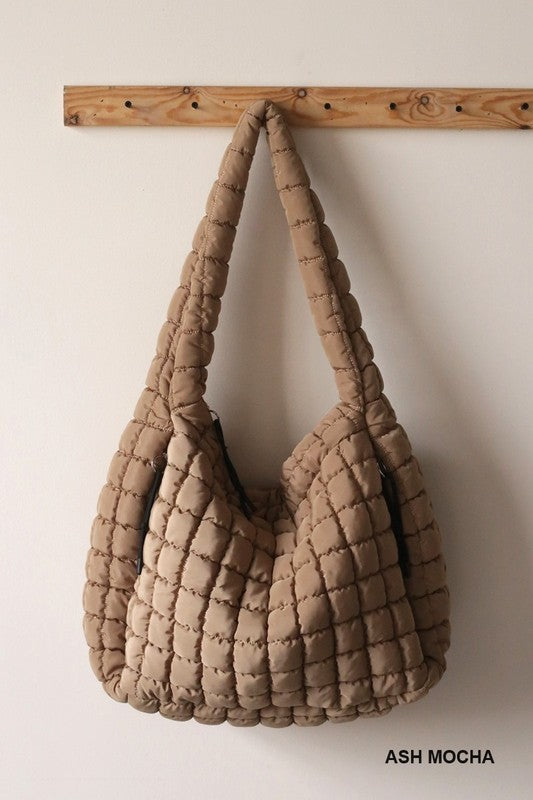 PREMIUM OVERSIZED QUILTED CARRYALL CROSSBODY BAG