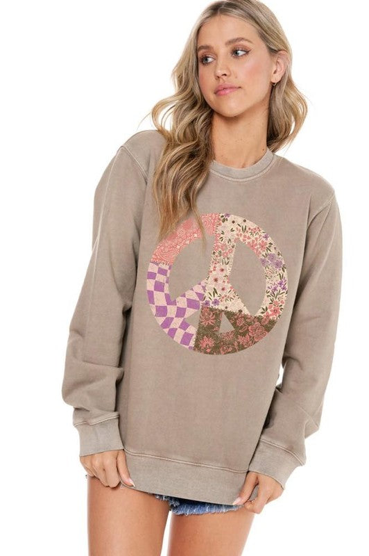 BOHO FLORAL PEACE GRAPHIC SWEATSHIRT