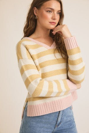 Sunburst Stripes V-Neck Sweater