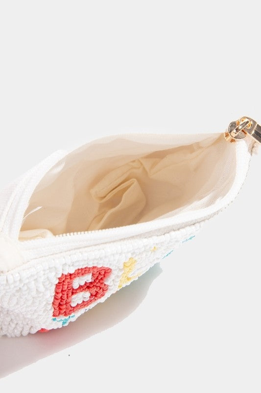 Best Teacher Ever Seed Beaded Coin Purse