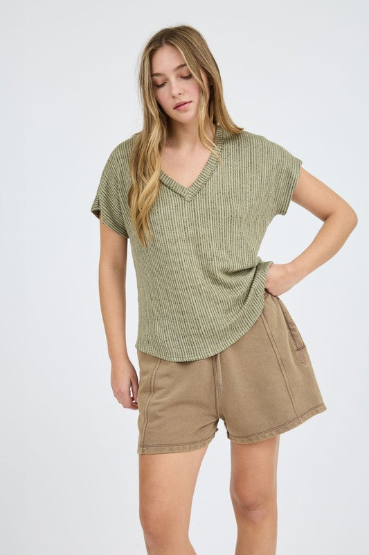 Soft Stitch V Neck Top
