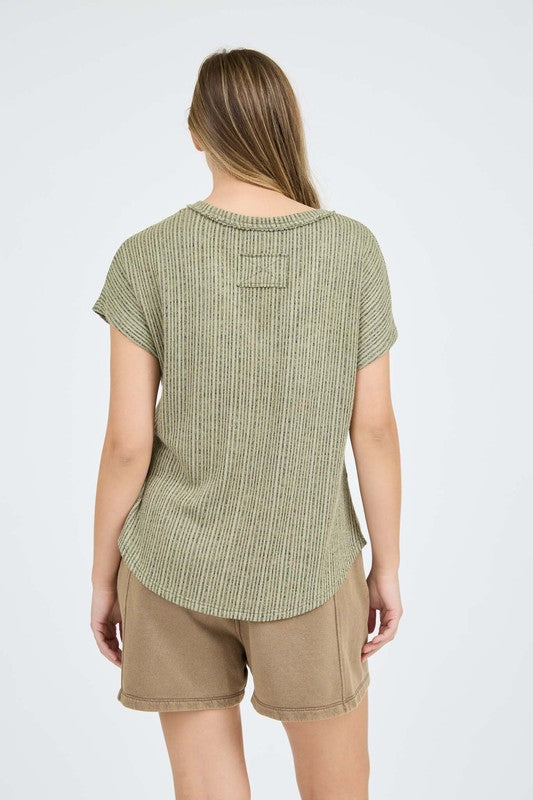 Soft Stitch V Neck Top