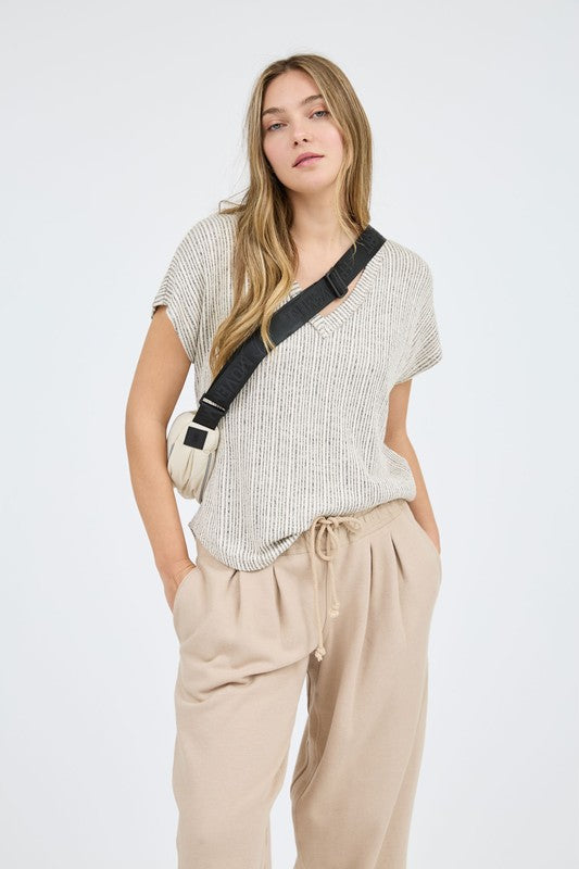 Soft Stitch V Neck Top