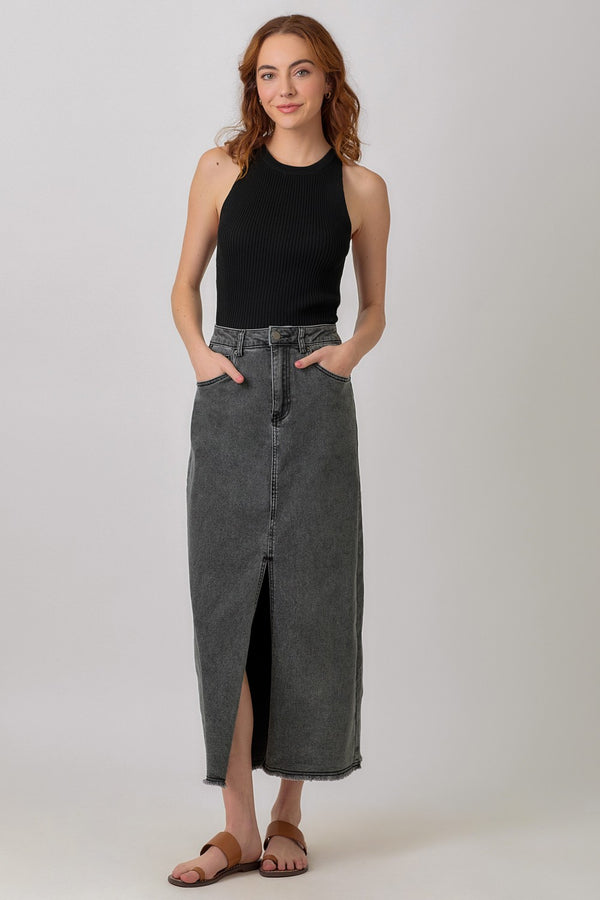 Harper Front Slit Denim Skirt