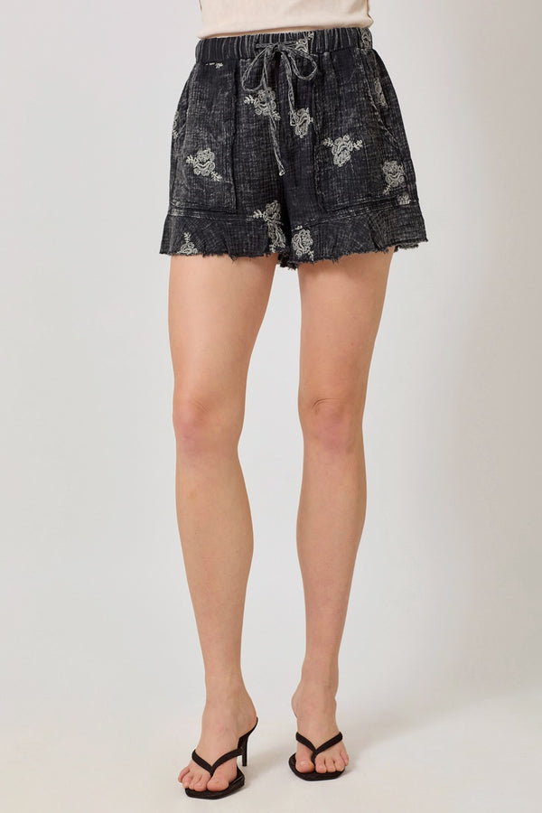 Willow Embroidered Washed Shorts