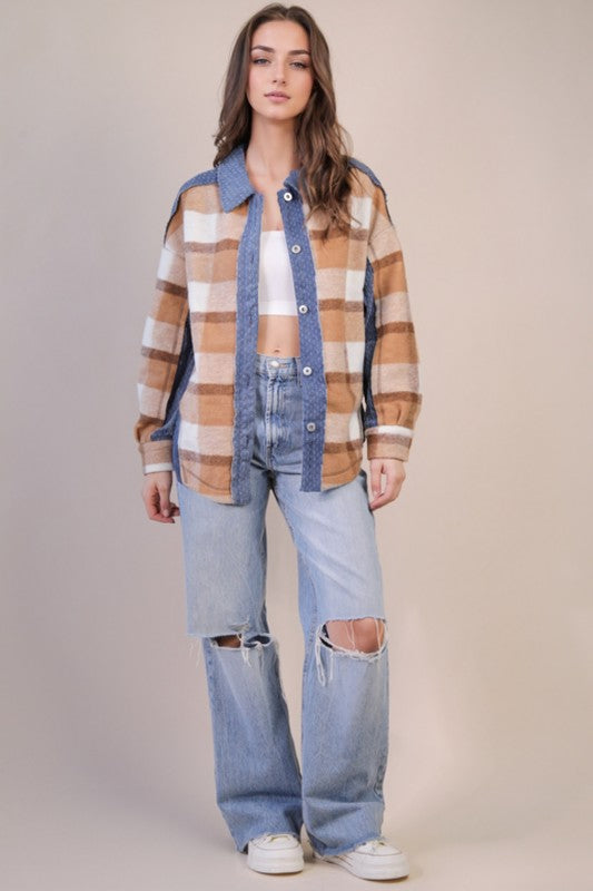 The Ridgewood Plaid Denim Shacket