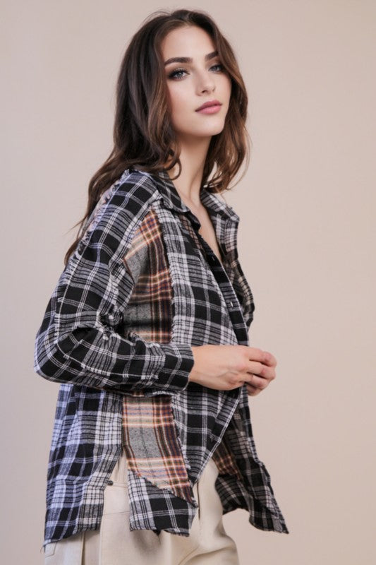 Frayed & Laidback Plaid Top