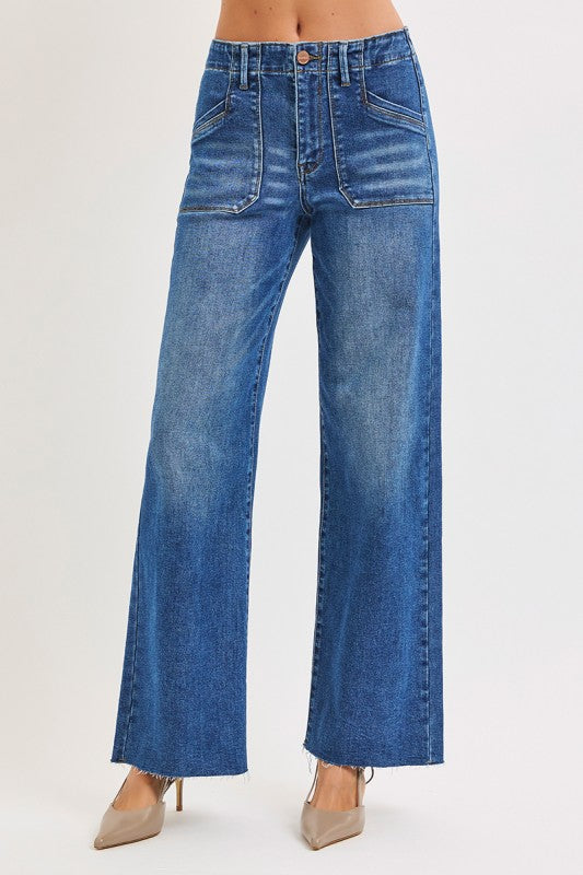 The Harper Wide Leg Patch Pocket Jean