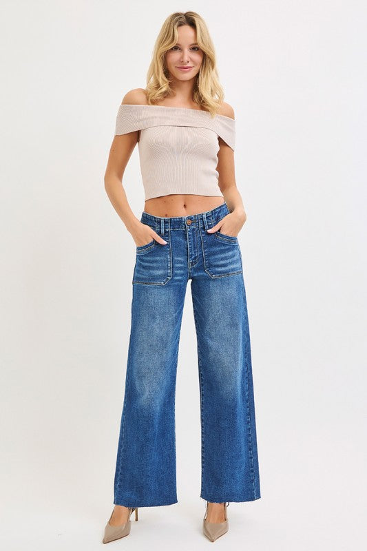 The Harper Wide Leg Patch Pocket Jean