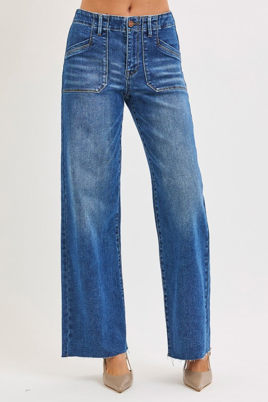 The Harper Wide Leg Patch Pocket Jean