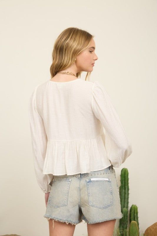The Eyelet Tie Front Top