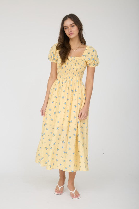 The Smocked Floral Midi Dress