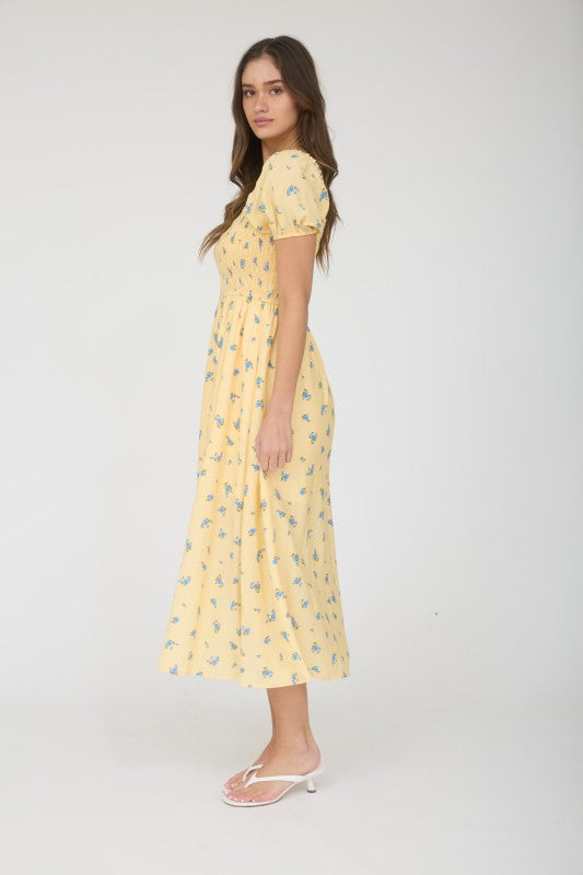 The Smocked Floral Midi Dress