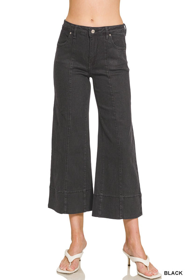 Everyday Cropped Wide Leg Color Denim Jeans