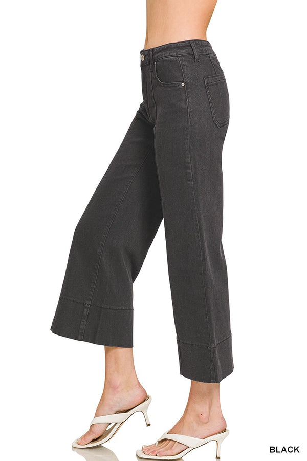 Everyday Cropped Wide Leg Color Denim Jeans