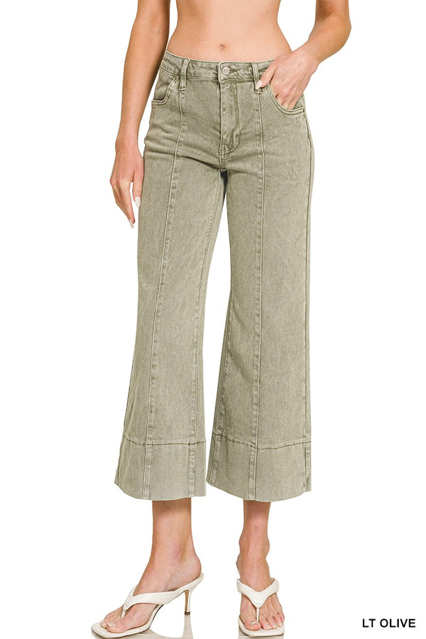 Everyday Cropped Wide Leg Color Denim Jeans