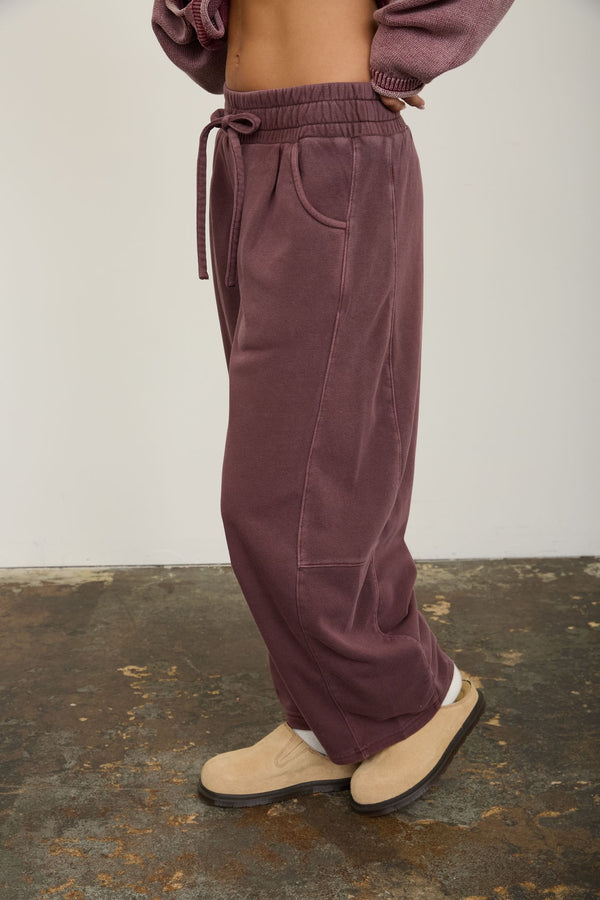 The Off the Clock Barrel Pants - Maroon