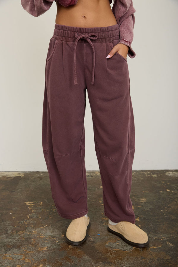The Off the Clock Barrel Pants - Maroon