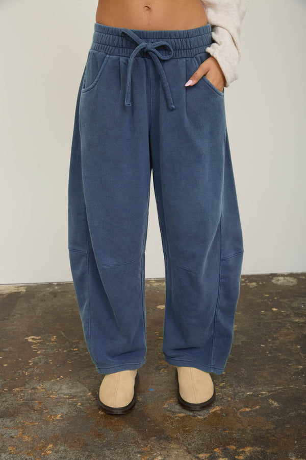 The Off the Clock Barrel Pants - Vintage Blue