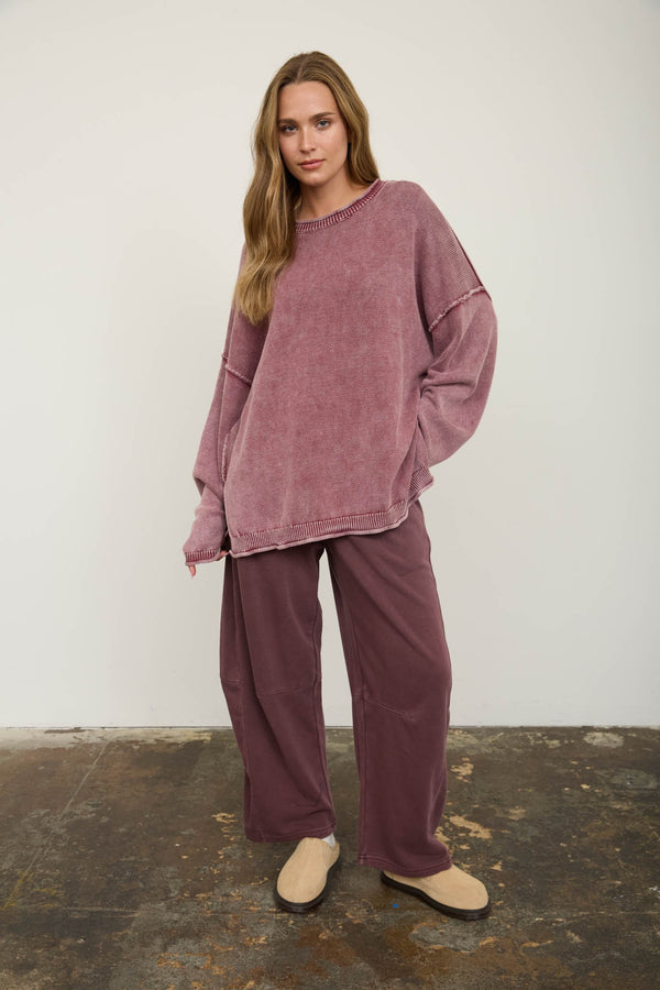 The Off the Clock Barrel Pants - Maroon